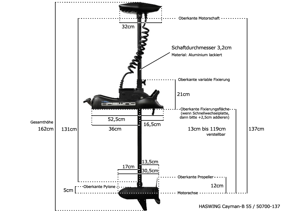 Haswing Cayman-B 55 / 660W 12V / 137cm tengely