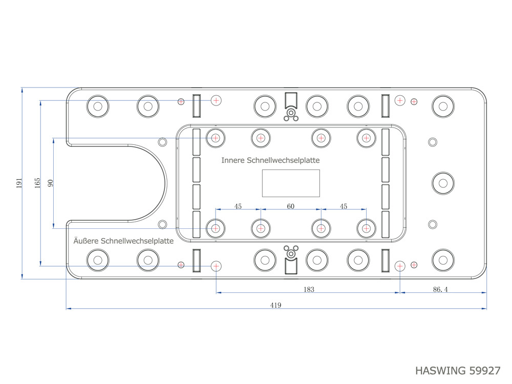 Haswing quick-release plate for all Cayman engines