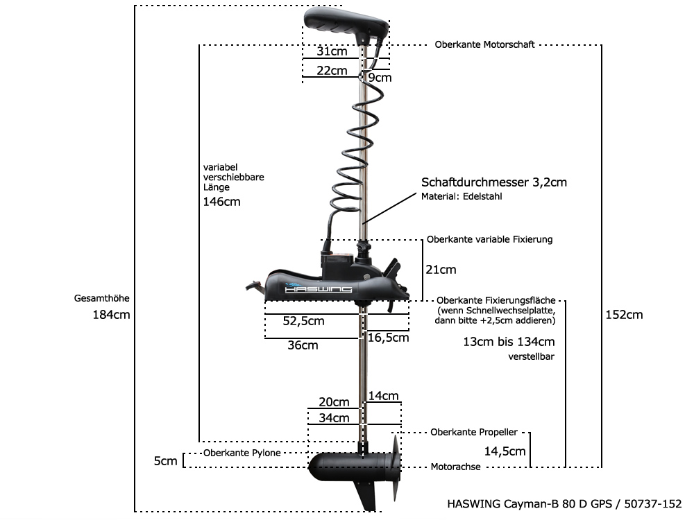 Haswing Cayman-B 80 D GPS 1.6G / 1080W 24V / with anchor function + cruise control / 152cm shaft