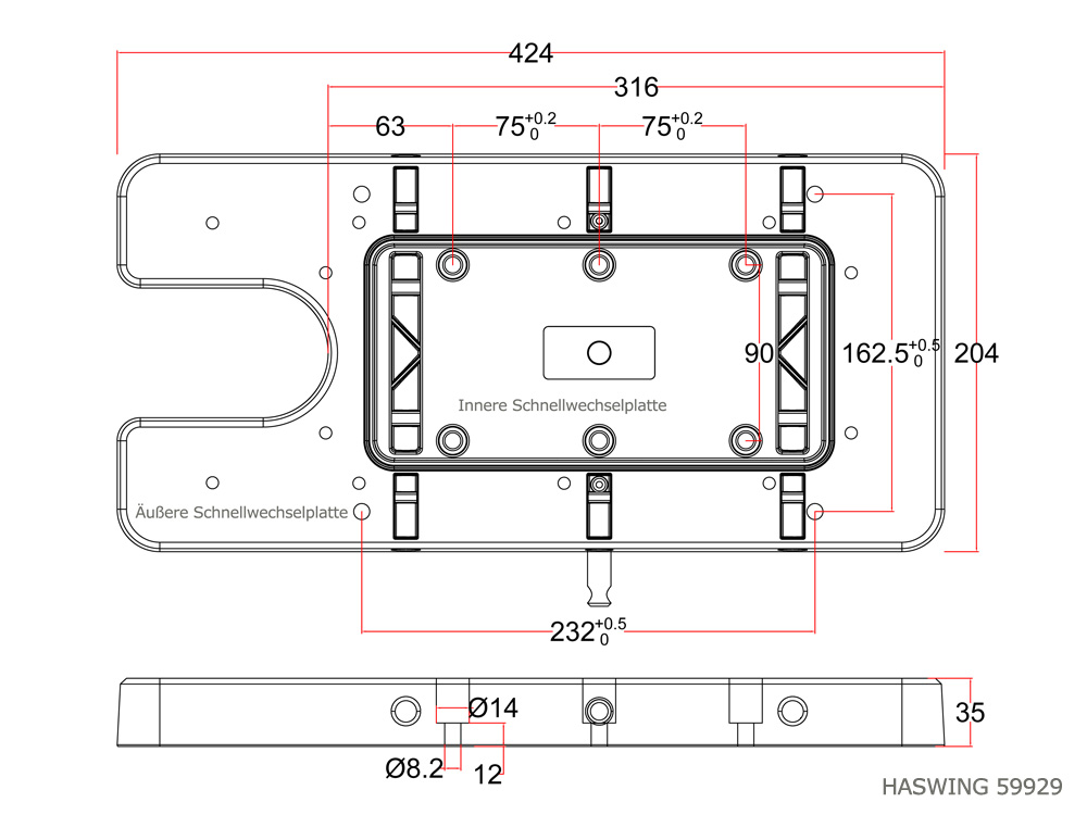 Snelkoppelingsplaat voor Haswing Cayman B 80 GPS