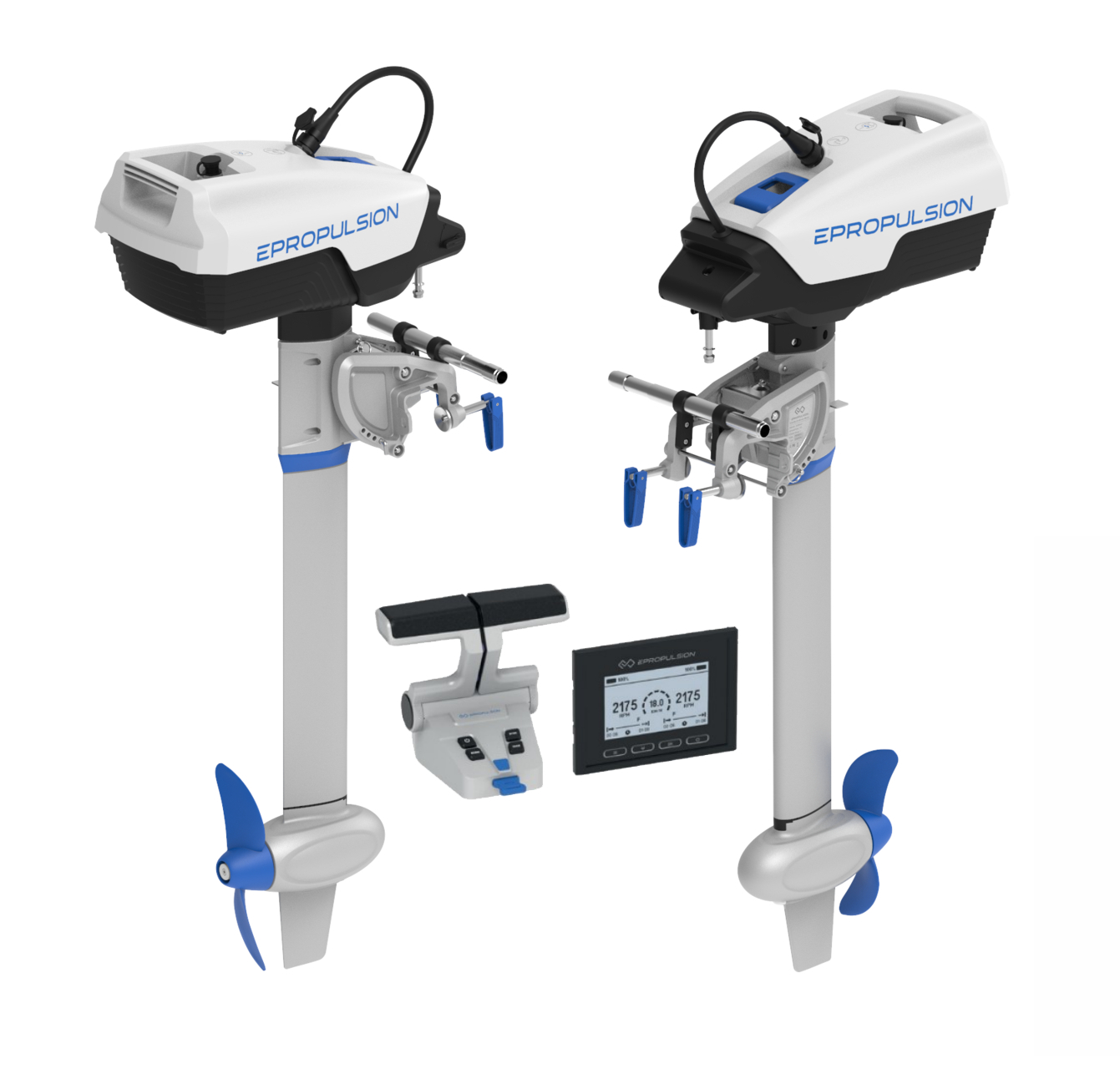 ePropulsion Spirit 1.0 EVO Long Shaft Dual Motor Set, Complete with Dual Remote Control