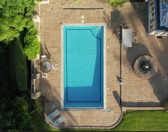 Aerial View of a Stunning Backyard Landscape