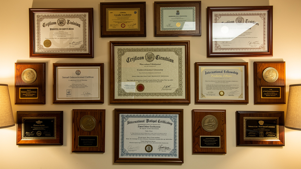 পেশাদার চিকিৎসা যোগ্যতা এবং আন্তর্জাতিক সার্টিফিকেশন প্রদর্শন