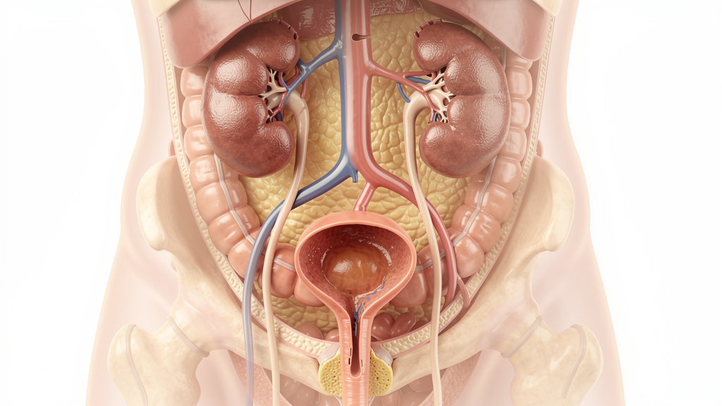 Complete urinary system showing structural pathway from kidneys to urethra