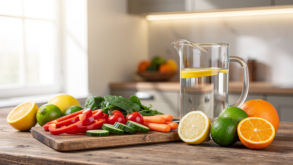 Healthy diet with citrus fruits and vegetables for bladder stone prevention