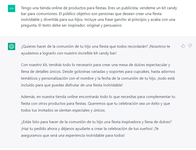 Ejemplo de creación de un anuncio para Instagram con ChatGPT