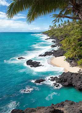 Küstenblick mit, umgeben von