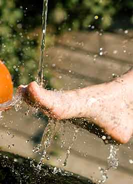 One person, with drops of water