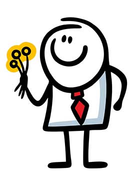 Karikatur einer, die einen