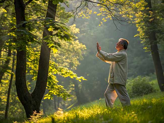 Eine Person, umgeben von