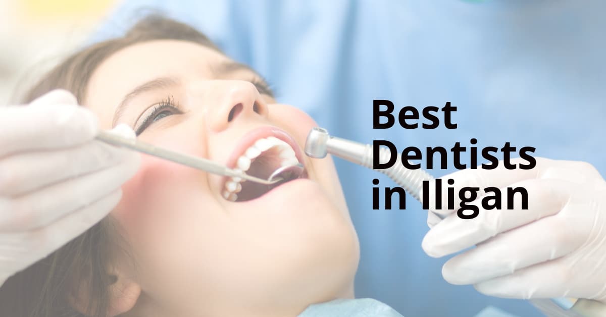 Pasyente na tumatanggap ng pangangalaga sa ngipin, text ang Best Dentists in Iligan City overlaid.