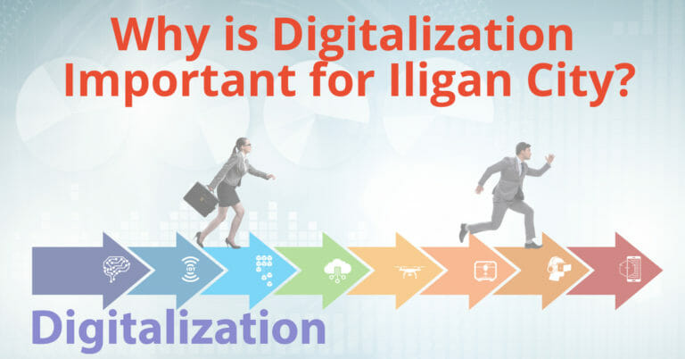 Paglalarawan ng isang babae at lalaki na tumatakbo sa mga palaso, paggalugad Bakit mahalaga ang digitalisasyon sa lungsod ng iligan?.