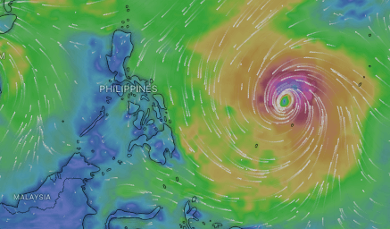 a cyclone nears the philippines, with swirling storm bands—track it with typhoon tracker for real time updates.