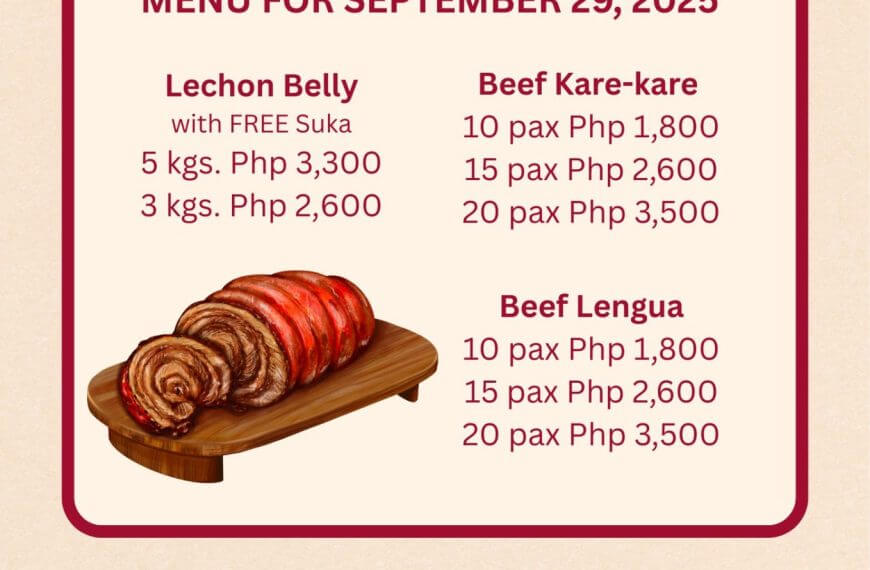 maligaya flyer para sa zz chops lechon tiyan menu na may mga presyo, lechon tiyan order info, at isang hiwa lechon imahe.