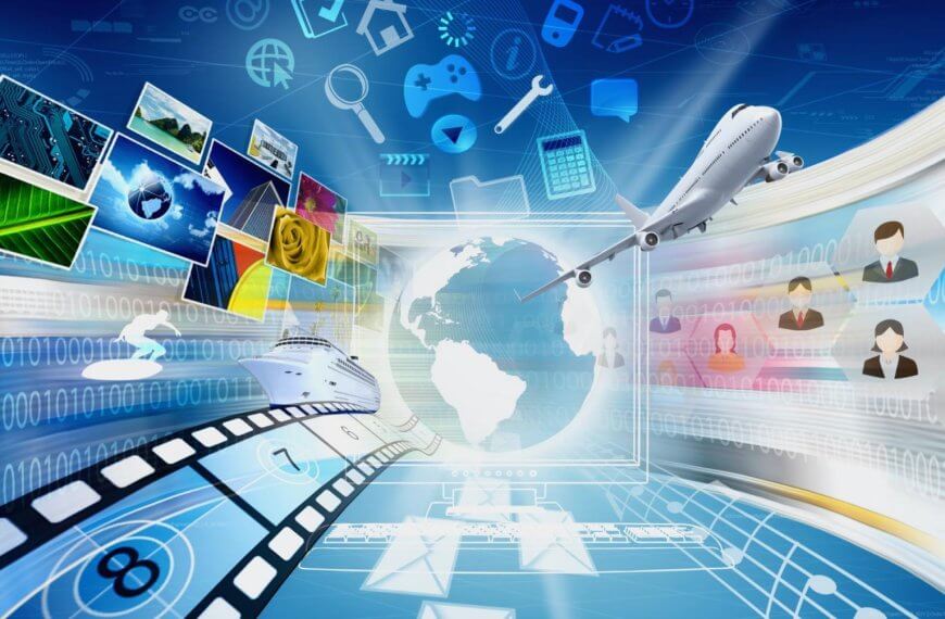 digital montage featuring earth, a plane, ship, and tech icons—highlighting 5g internet iligan connectivity.