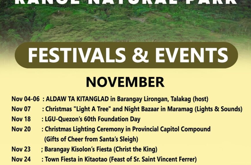festival poster for mt. kitanglad, featuring cultural events and mountains in the background.