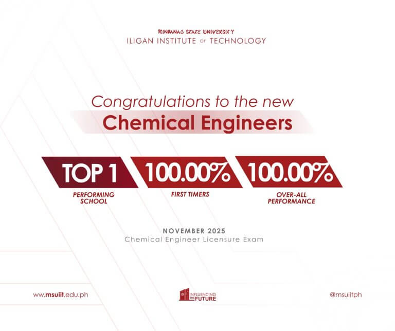 white graphic announcing iit as top 1 performing school in chem eng licensure, with 100% passing rates.