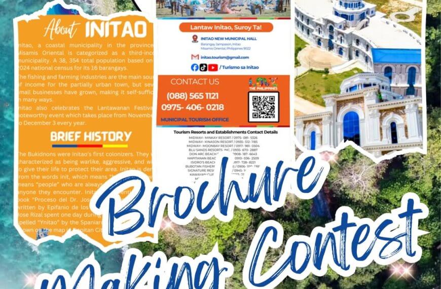 colorful poster for the 7th lantawan festival brochure making contest in initao, misamis oriental.