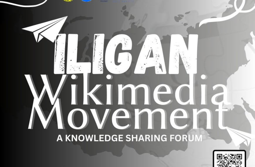 event poster for “iligan wikimedia movement” forum at the city library on dec 18, 2025, 2 pm, with logos above.