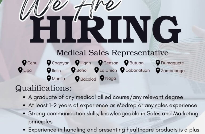 we are hiring flyer for medical sales rep at berovan, with qualifications and locations listed, green theme.