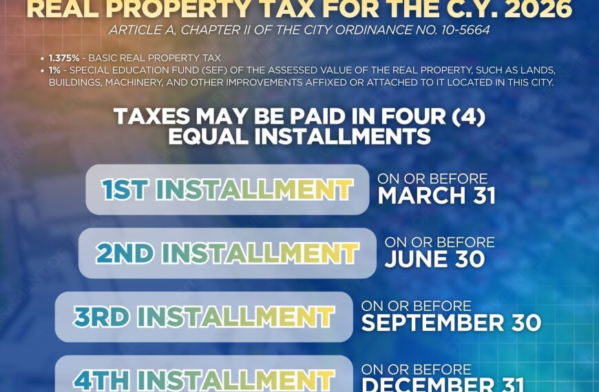 infographic detailing iligan city 2026 property tax installments, due dates, and payment information.