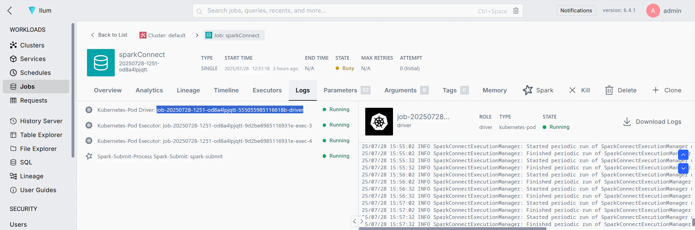 Driver pod name in logs