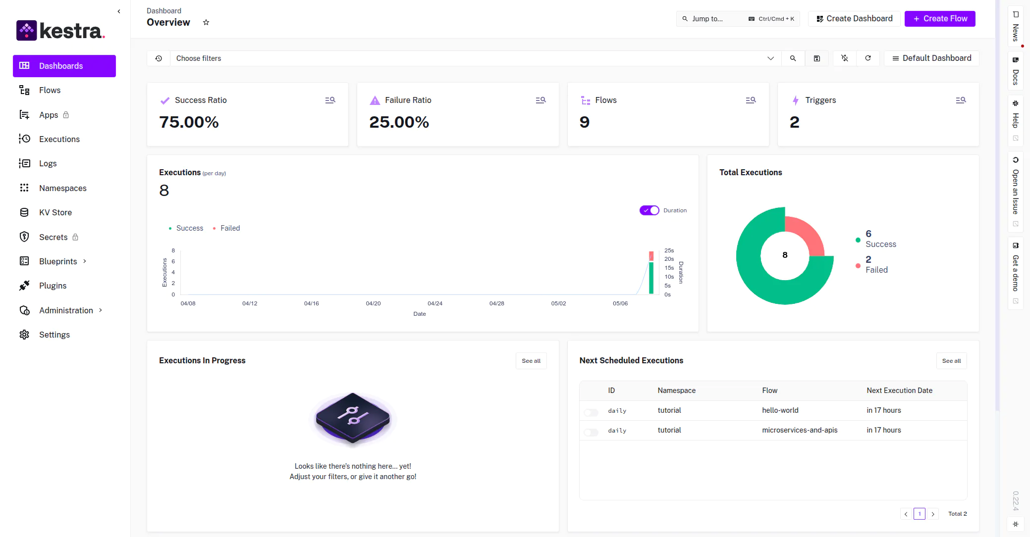 الصفحة الرئيسية ل Kestra