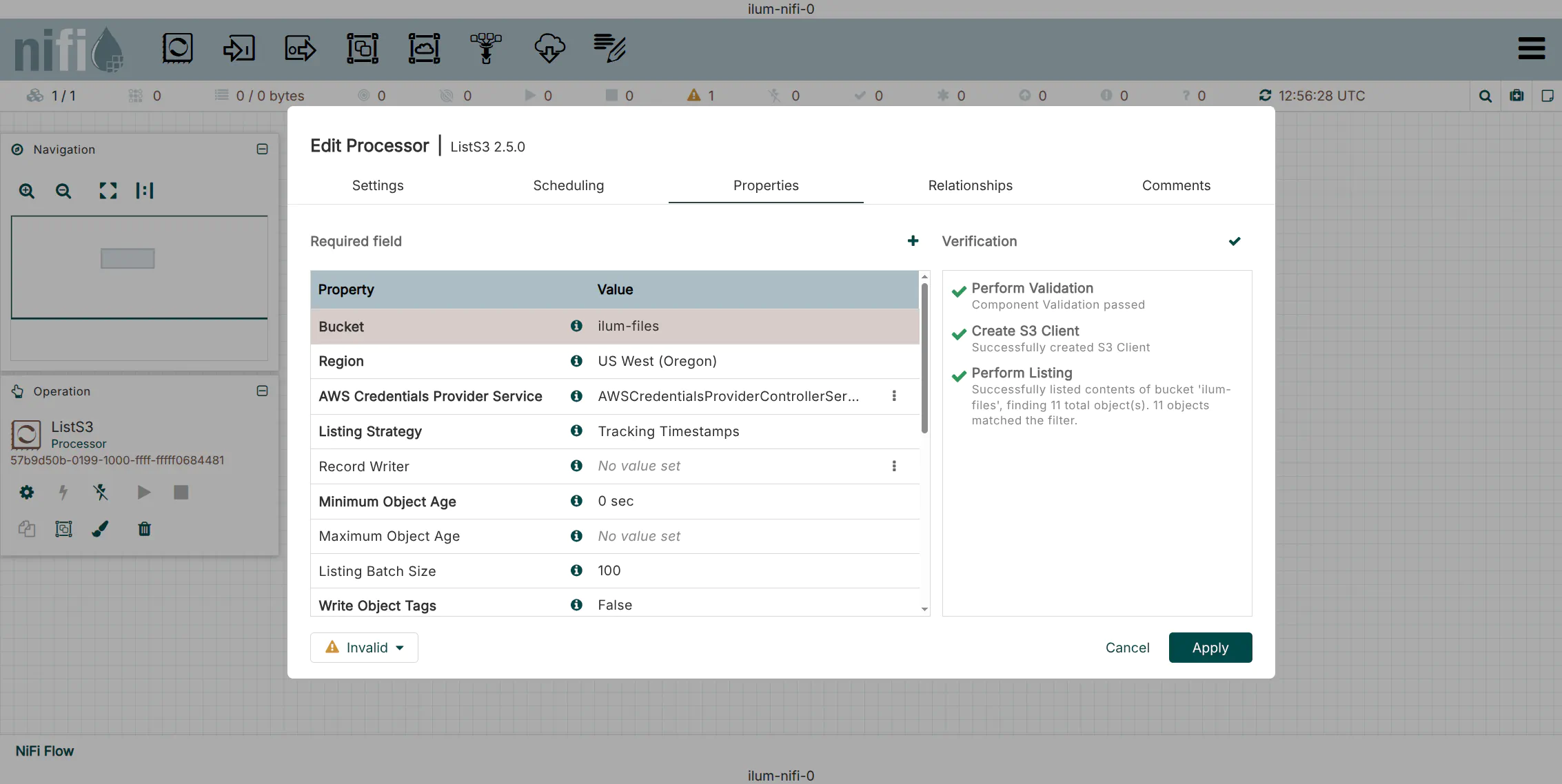 Verification of the values