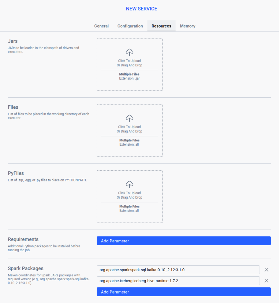 Adding Spark Packages in UI