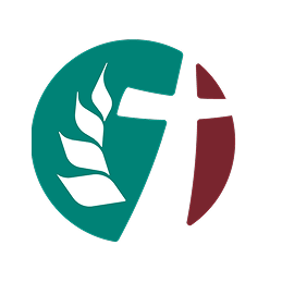 Logotipo circular dividido en dos mitades: a la izquierda, fondo verde con una hoja blanca por CERFE; a la derecha, fondo burdeos con cruz blanca inspirada en Joaõ Paulo II.