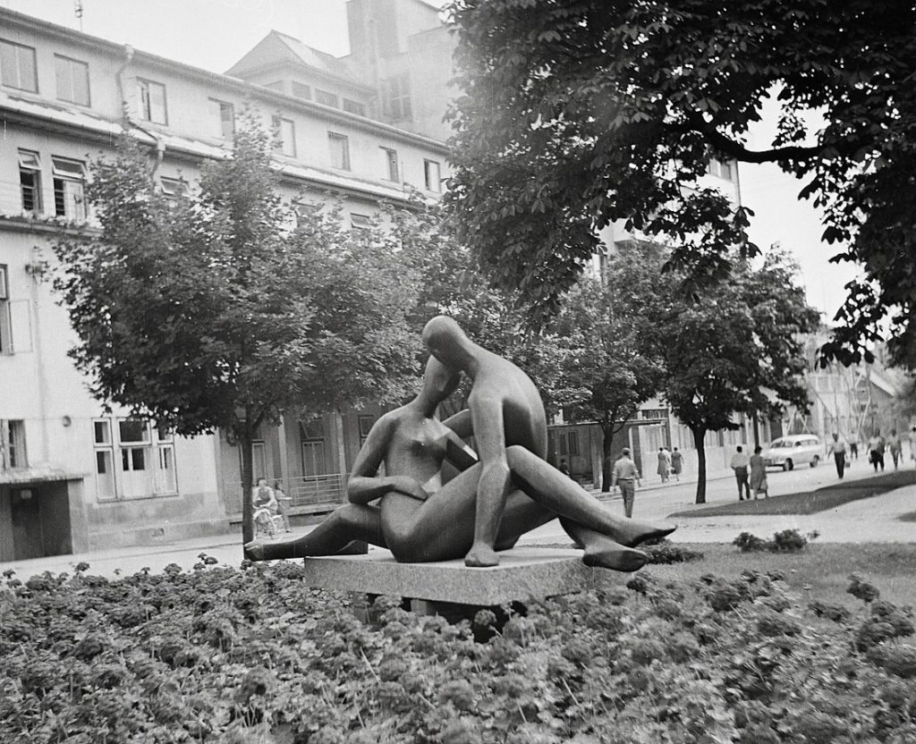 Zimní ulice Piešťany Historická fotografie