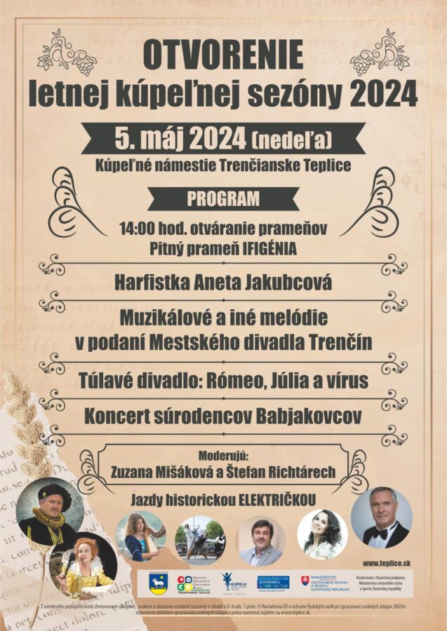 Plakát akce k zahájení letní lázeňské sezóny 2024 v Lázních Trenčianské Teplice