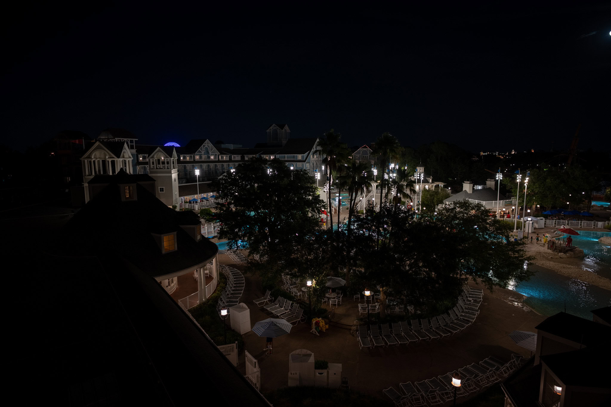 Nighttime view, captured from, with illuminated