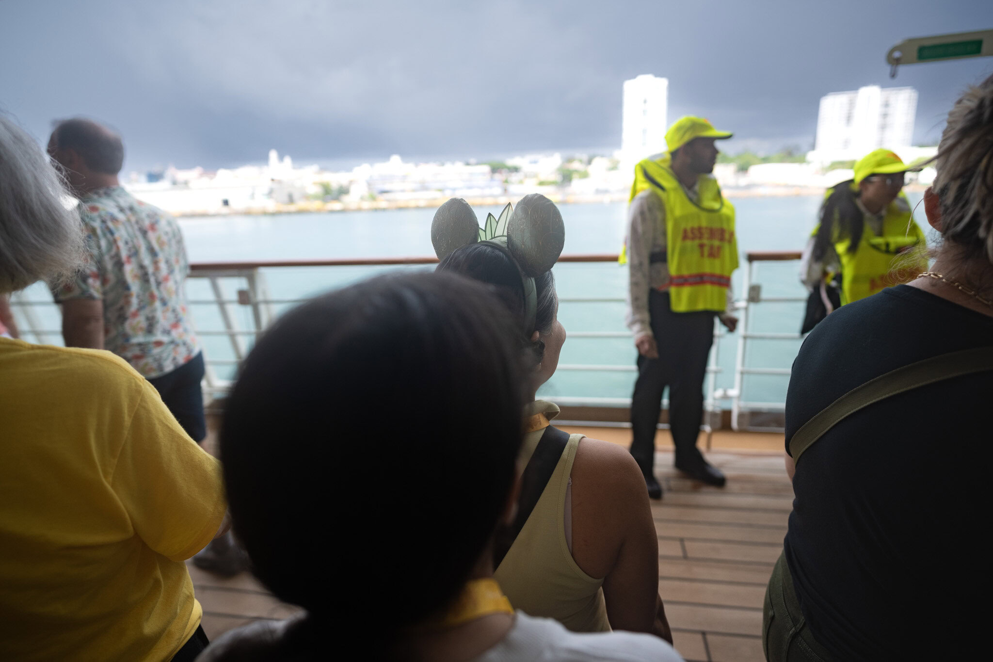 Lucy and Daniela during the Disney Magic muster drill before departure from San Juan Puerto Rico.