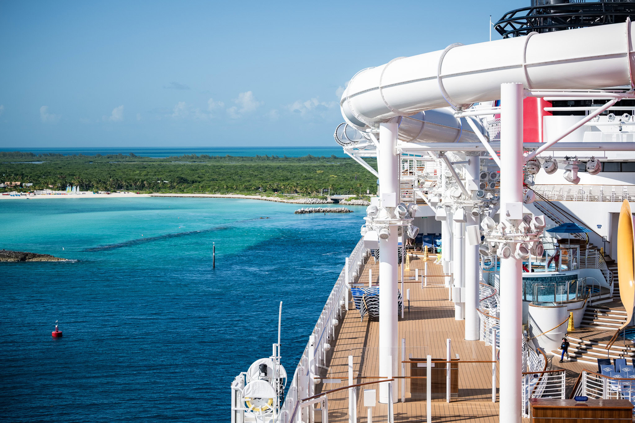 Sail Away party screen on the Disney Wish with “Let’s Sail on a Wish” message