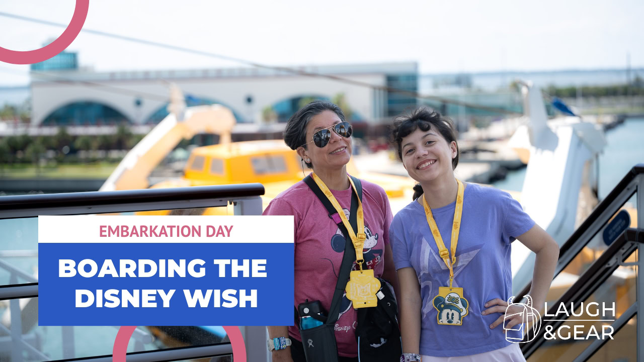 Raúl’s family boarding the Disney Wish at Port Canaveral on embarkation day