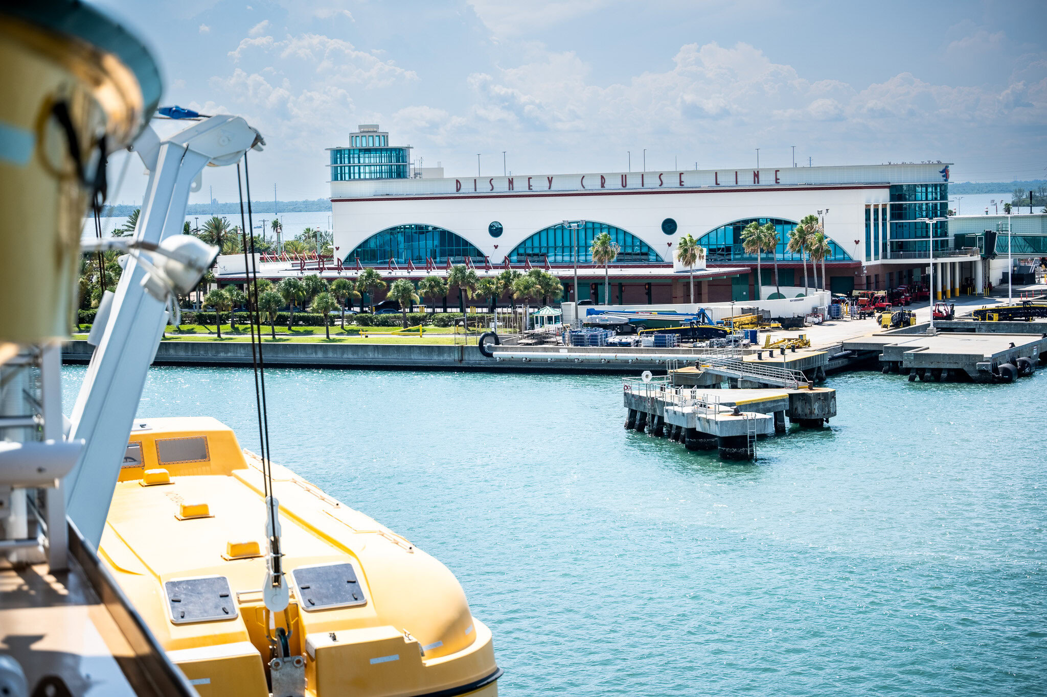 Main Disney Cruise Line terminal at Port Canaveral seen from the Disney Wish.