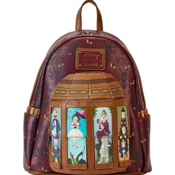 Haunted Mansion Loungefly Backpack with Stretching Room Portraits – Front View
