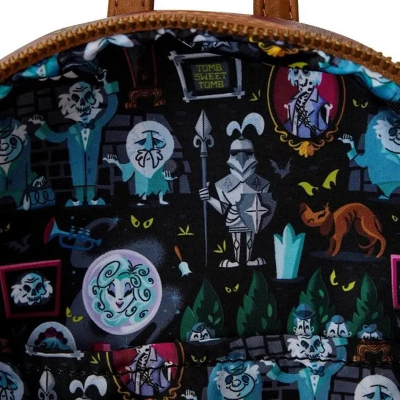 Haunted Mansion Loungefly Backpack Interior Pattern Featuring Ghosts and Madame Leota