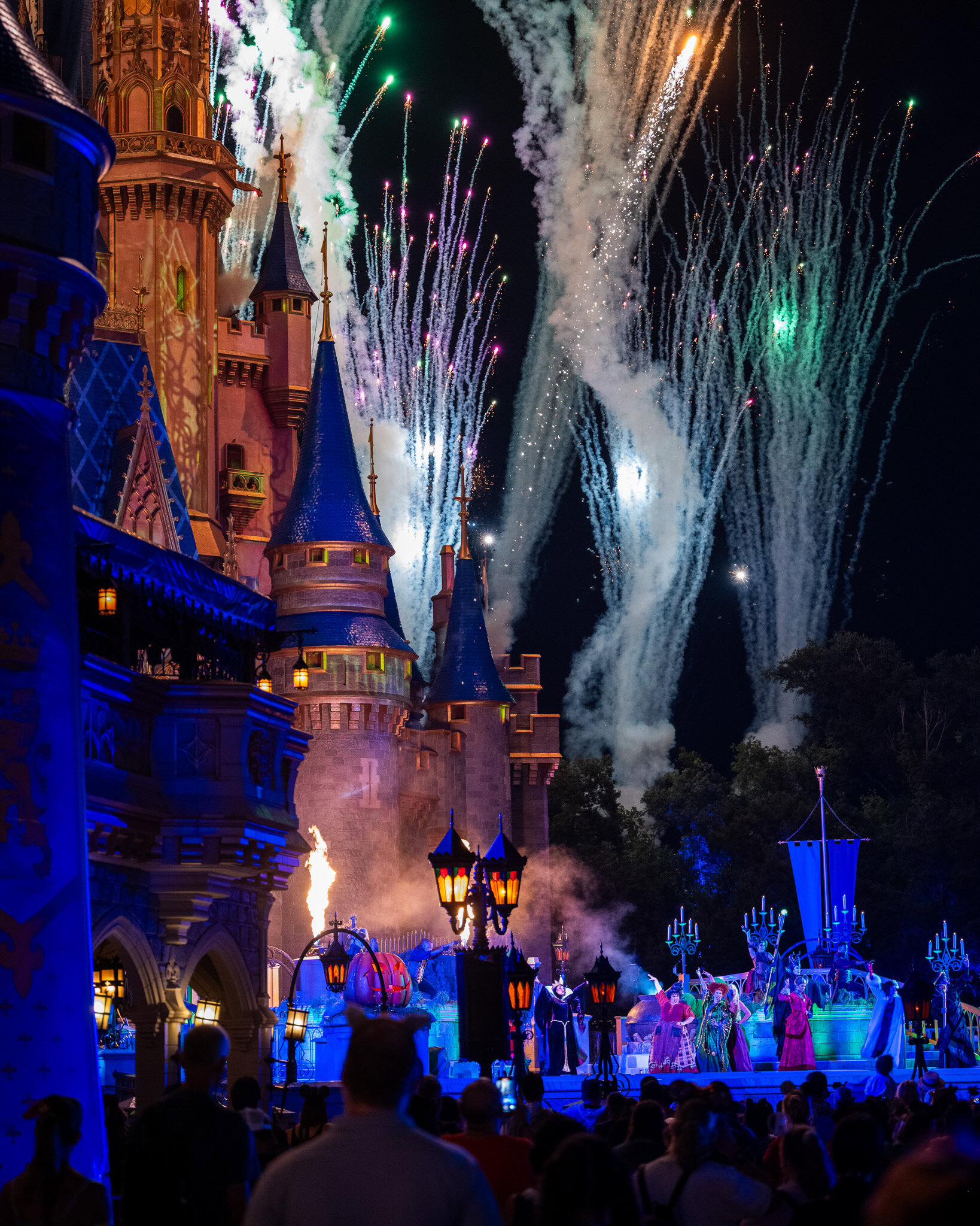 Fireworks during Hocus Pocus Villains Spectacular at Cinderella Castle