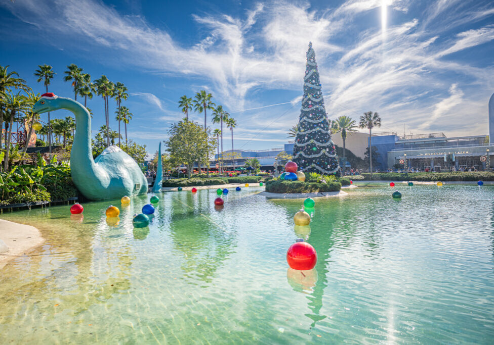 Holiday decorations, surrounded by