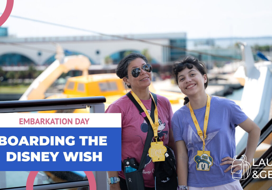Raúl’s family boarding the Disney Wish at Port Canaveral on embarkation day