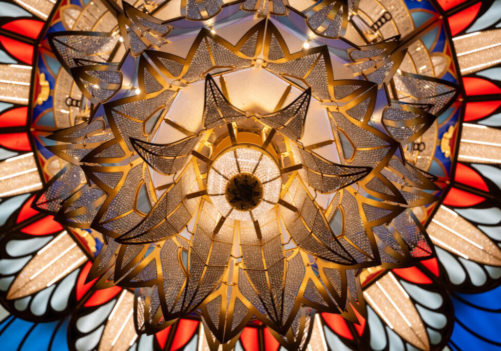 Close-up of, crystals, and stained-glass, blue, and white, Photographer and