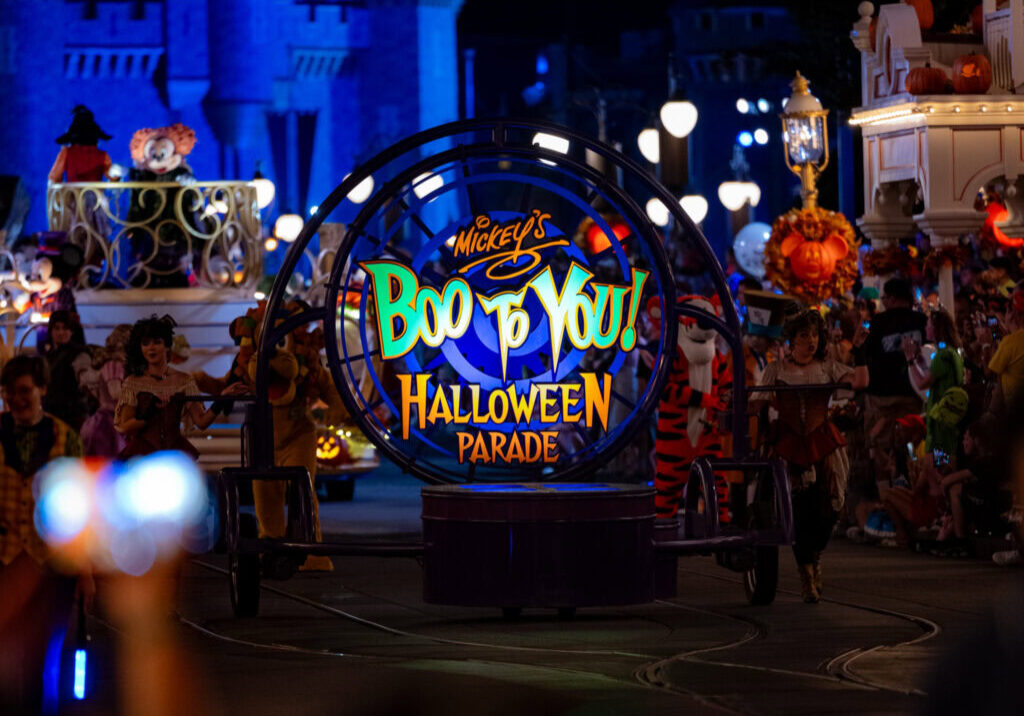 Mickey’s Boo-To-You Halloween Parade sign during Mickey’s Not-So-Scary Halloween Party at Magic Kingdom