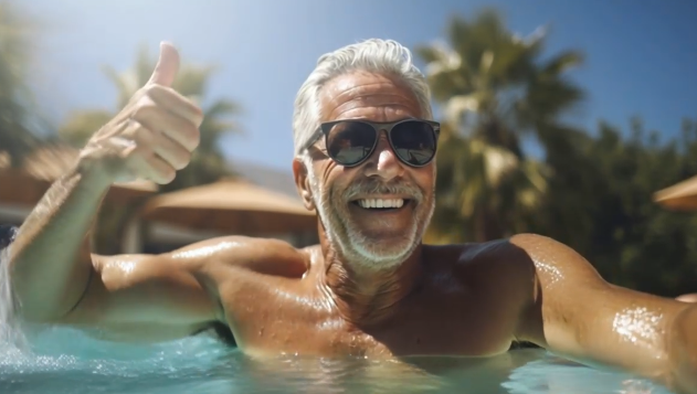 senior-man-enjoying-summer-pool