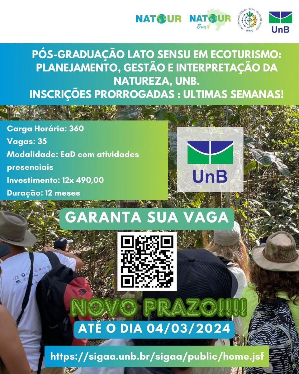 Post-graduation in Ecotourism and Nature Interpretation at UnB: registration is open!
