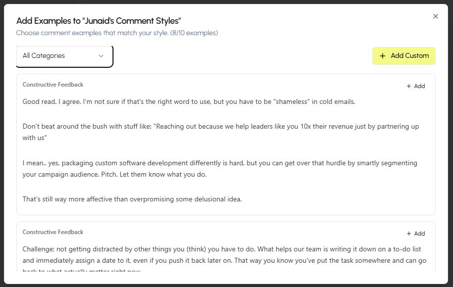 Add Example Comments