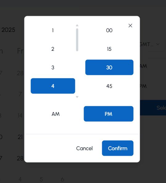 Custom Time Selection