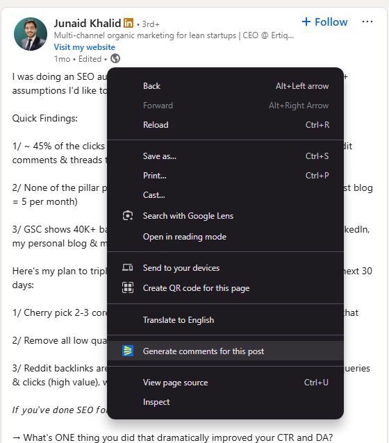 Generate Comment Modal