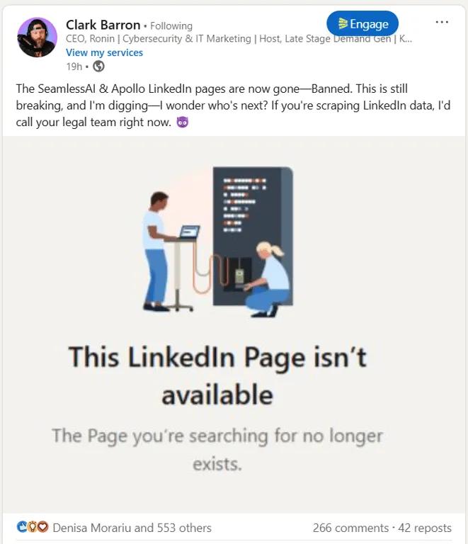 LinkedIn's Major Crackdown on Data Scraping: Apollo & Seamless Company Pages Gone